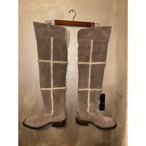 Lavorazione Artigianale Boho Western Hippie Shearling Suede Knee High Boots